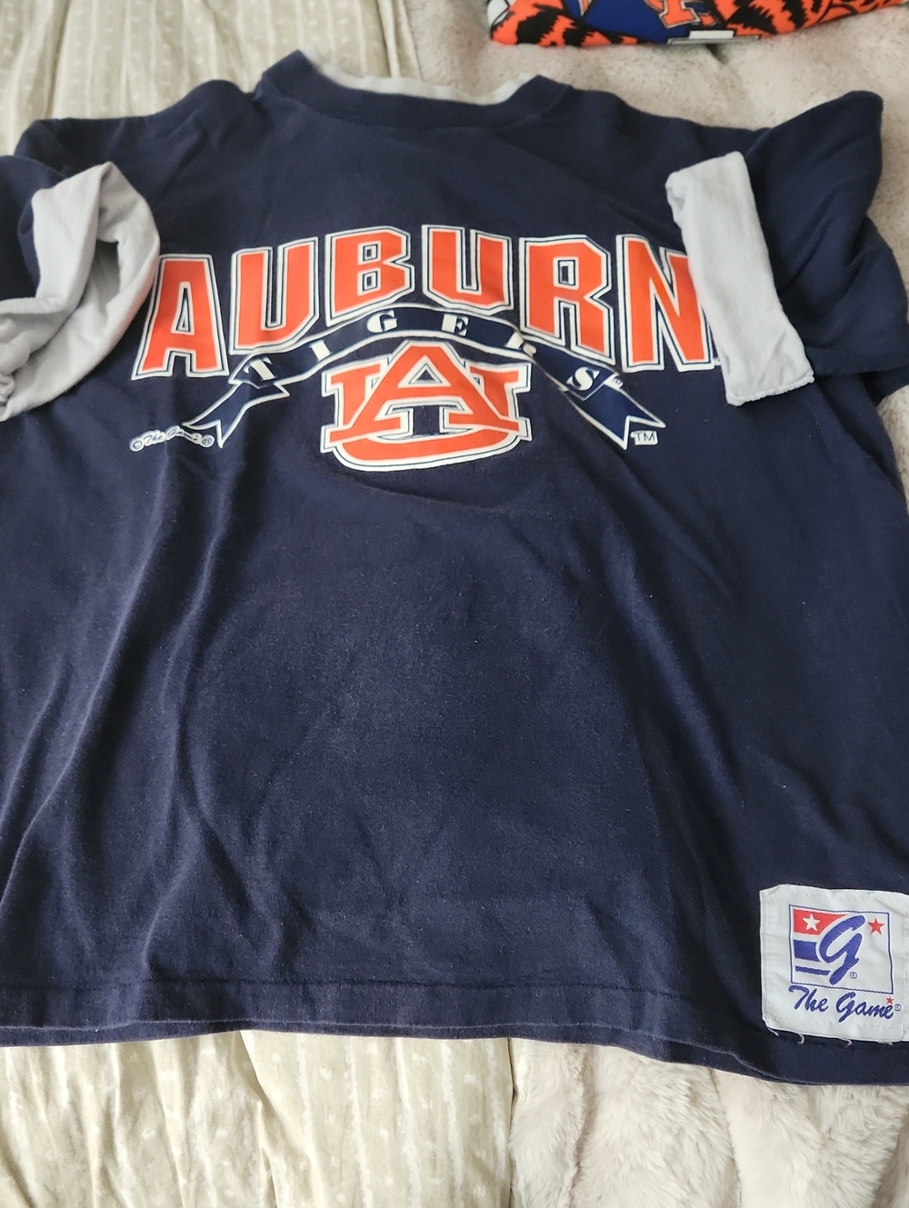 The Game Navy & Orange Auburn Tigers Short Sleeve Tee With Gray Faux Tee